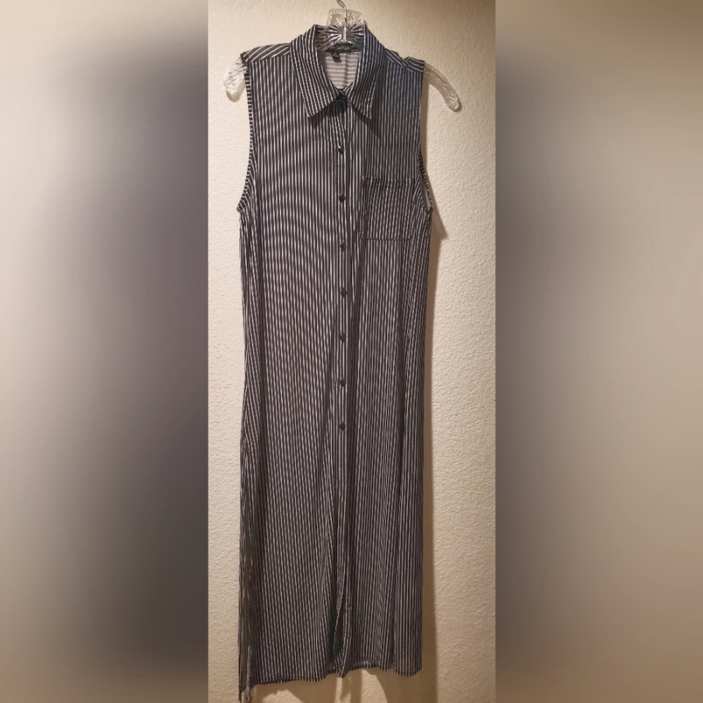 Always Indego Beach Sheer Coverup Black/White Striped Size Small